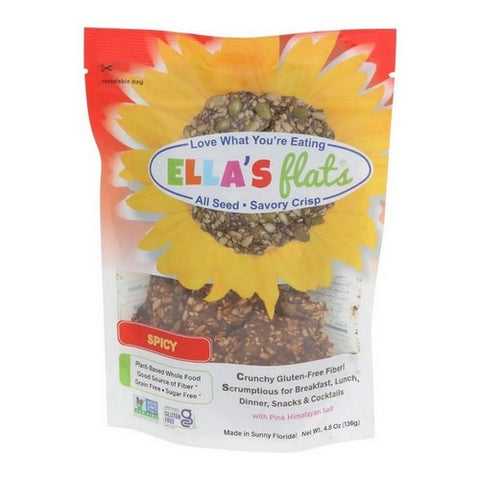 Ellas Flats, Spicy All Seed Savory Crisp With Pink Himalayan Salt, 4.8 Oz (Case Of 6)