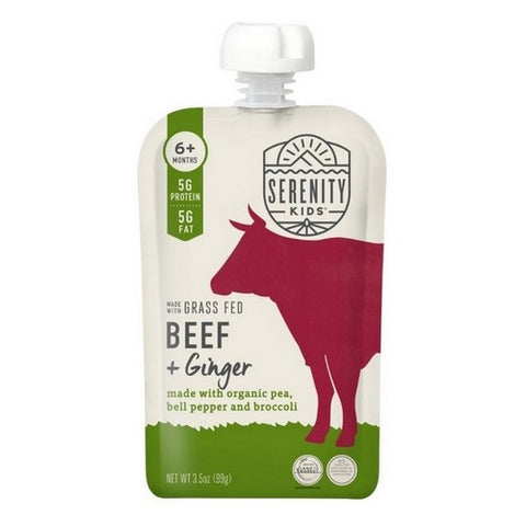 Serenity Kids, Beef And Ginger With Pea Bell Pepper And Broccoli Pouch, 3.5 Oz (Case Of 6)