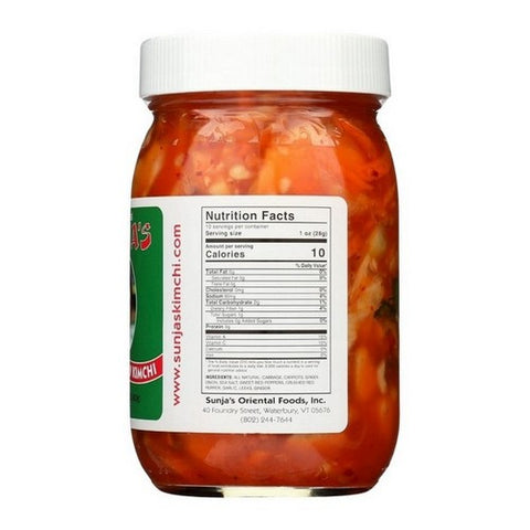 Sunja'S, All Natural Medium Spicy Kimchi, 16 Oz (Case Of 12)