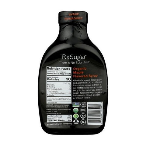 Rxsugar, Organic Maple Flavored Syrup, 16 Oz (Case Of 6)