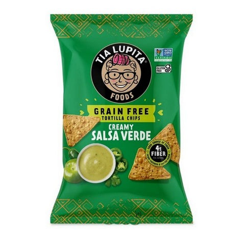 Tia Lupita Foods, Grain Free Cactus Tortilla Chips Creamy Salsa Verde, 1 Oz (Case Of 24)