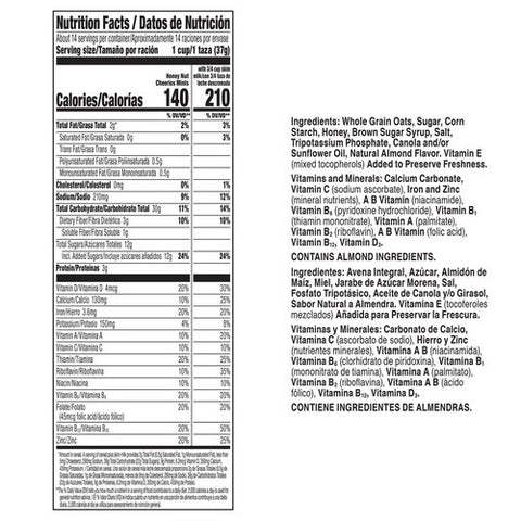 General Mills, Cheerios Honey Nut Minis Breakfast Cereal Family Size, 18.8Oz (Case Of 7)