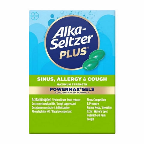 Alka-Seltzer, Power Max Gels Maximum Strength Sinus Allergy And Cough Liquid Gels, 16 Count (Case Of 3)