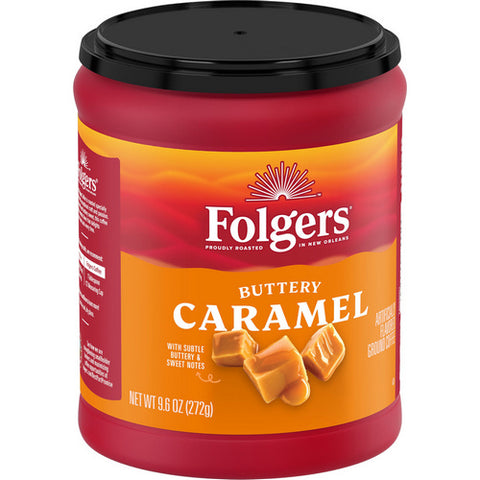 Folgers, Buttery Caramel Roast Ground Coffee, 9.6 Oz (Case Of 6)