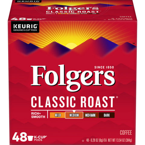 Folgers, Classic Roast Medium Coffee Pods, 13.54 Oz (Case Of 4)