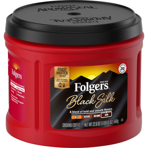 Folgers, Black Silk Canister Brown Coffee, 22.6 Oz (Case Of 6)
