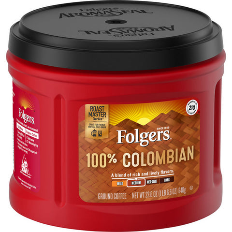 Folgers, 100% Colombian Coffee Medium Roast, 22.6 Oz (Case Of 6)