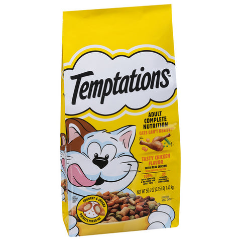 Temptations, Whiskas Adult Complete Nutrition Tasty Chicken Flavor Dry Cat Food, 3.15 Lbs (Case Of 4)