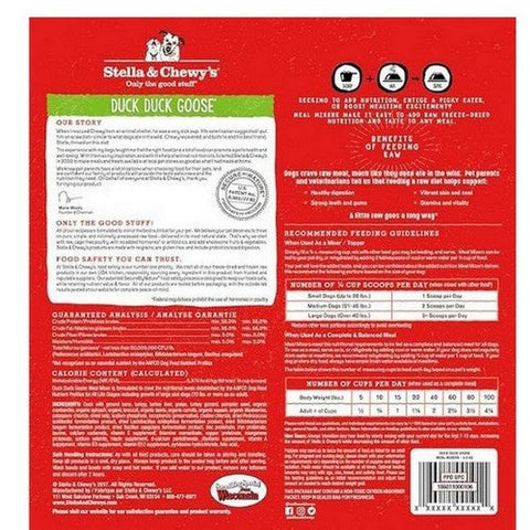 Stella & Chewy's, Freeze Dried Raw Duck Duck Goose Meal Mixer Dog Food Topper for Small & Large Breeds, 18 Oz