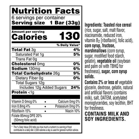 Kellogg's, Homestyle Original Rice Krispie Marshmallow Squares, 6.98 Oz (Case Of 6)