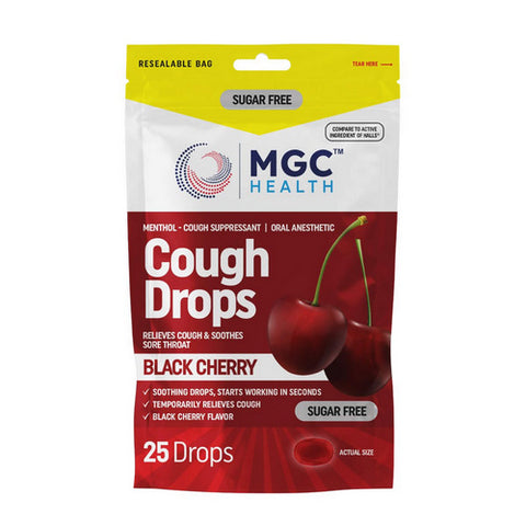 Cough Drops Black Cherry Sugar Free 25 Count by Mgc Health