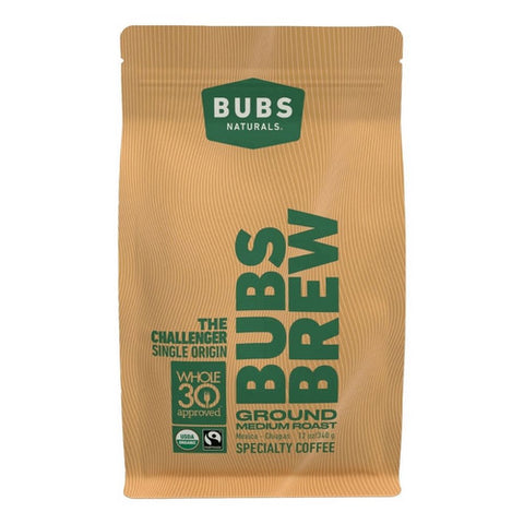 Bubs Naturals, Challenger Coffee Medium Roast Ground, 12 Oz
