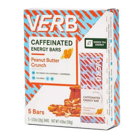 Verb Energy, Peanut Butter Crunch Caffeinated Energy Bars, 5 Count