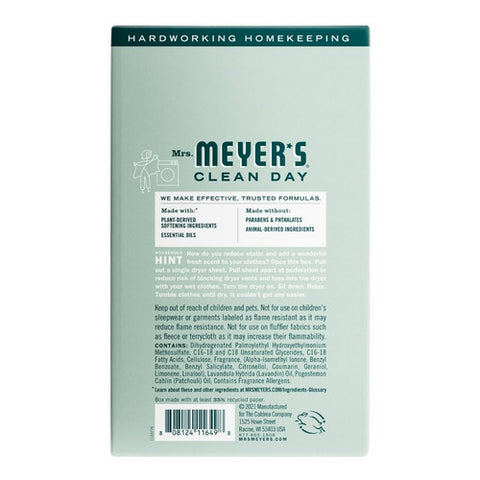Mrs. Meyers Clean Day, Birchwood Laundry Dryer Sheets, 80 Count