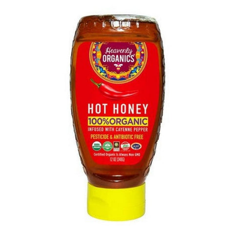 Heavenly Organics, Organic Raw Hot Honey squeeze bottle, 12 Oz