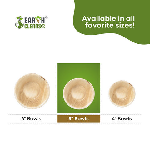 Earth Cleanse, Areca Palm Leaf Round Bowls 5-Inch, Pack of 25