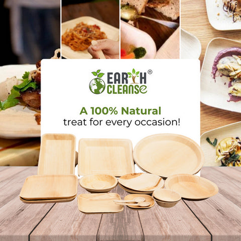 Earth Cleanse, Areca Palm Leaf Square Plates 7-Inch, Pack of 25