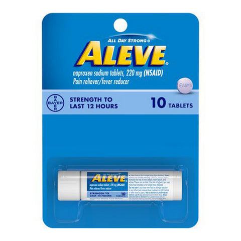 Aleve, Naproxen Sodium Pain Reliever Fever Reducer Tablets, 10 Count (Case Of 6)