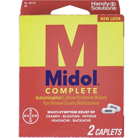 Midol, Complete Caplets Trial Size, 2 Count (Case Of 6)