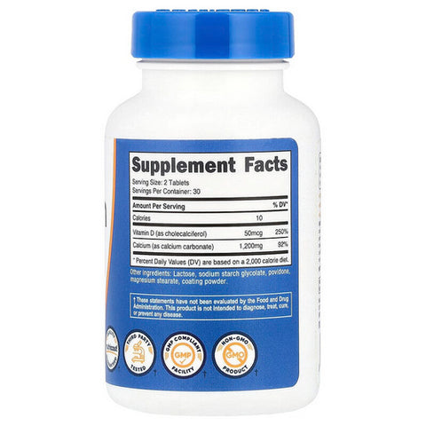 Nutricost, Calcium + Vitamin D3 Tablets, 1200 Mg/50 Mcg, 60 Count