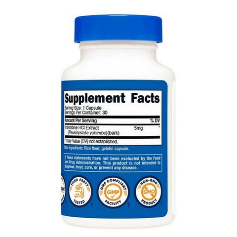 Nutricost, Yohimbine HCL Capsules, 5 Mg, 30 Caps