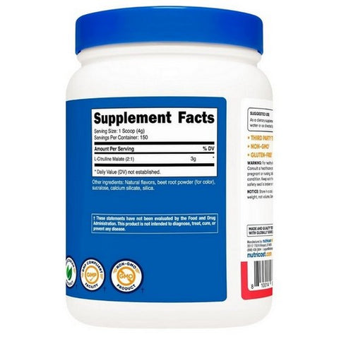 Nutricost, L-Citrulline Malate 2:1 Powder Strawberry Kiwi, 600 Grams