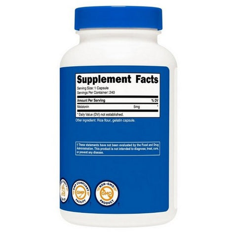 Nutricost, Melatonin Capsules, 5 Mg, 240 Count