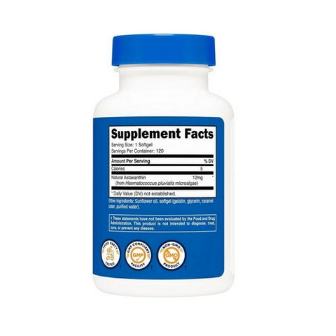 Nutricost, Astaxanthin Softgels, 12 Mg, 120 Count