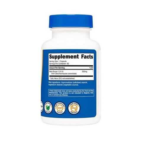 Nutricost, Beta Glucan 1 And 3 Capsules, 500 Mg, 60 Count