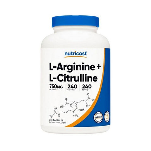 Nutricost, L-Arginine + L-Citrulline Capsules, 750 Mg, 240 Count
