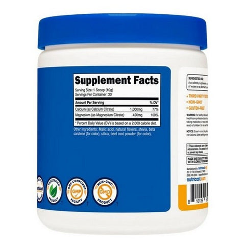 Nutricost, Calcium Citrate Magnesium Citrate Powder Peach Mango, 1000 Mg/420 Mg, 30 Serving