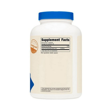 Nutricost, Grass-Fed Desiccated Beef Liver, 3000 Mg, 240 Caps