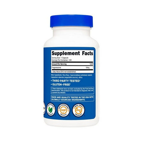 Nutricost, Pregnenolone Capsules, 10 Mg, 120 Count