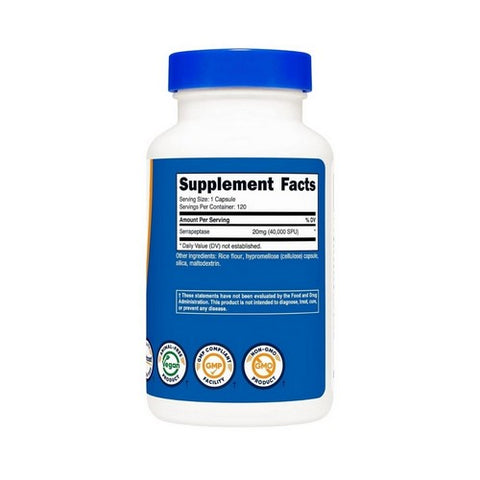 Nutricost, Serrapeptase Capsules 40,000 SPU, 20 Mg, 120 Count