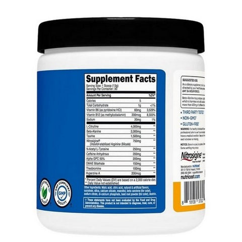 Nutricost, Preworkout Complex Peach Mango, 30 Serving