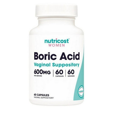 Nutricost, Women Boric Acid Suppository, 600 Mg, 60 Caps