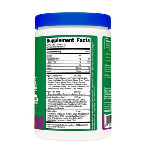 Nutricost, Organic Super Greens Powder Mixed Berry, 10 Servings