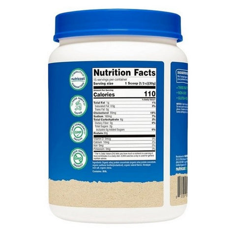 Nutricost, Organic Whey Protein Powder French Vanilla, 1 Lb
