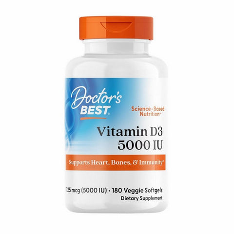 Doctors Best, Vitamin D3, 5000IU, 180 Veggie Softgels
