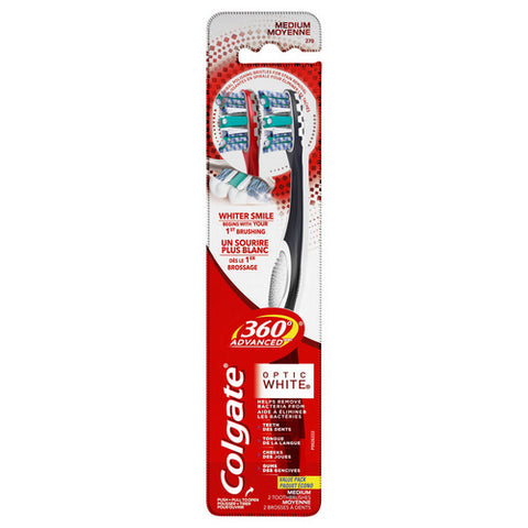 Colgate, Colgate 360 Advanced Optic White Toothbrush, 2 Count (Case Of 6)