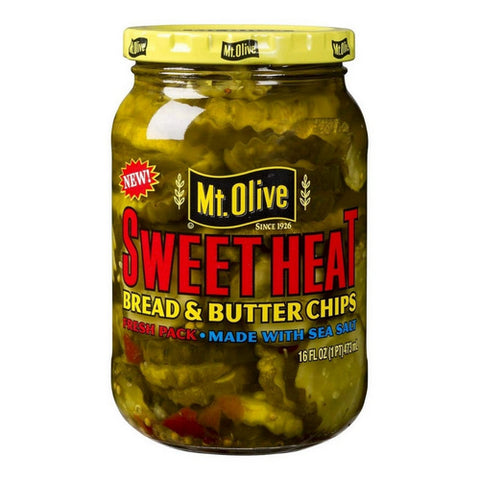 Sweet Heat Bread And Butter Pickles Chips 16 Oz (Case Of 6) by Mt. Olive