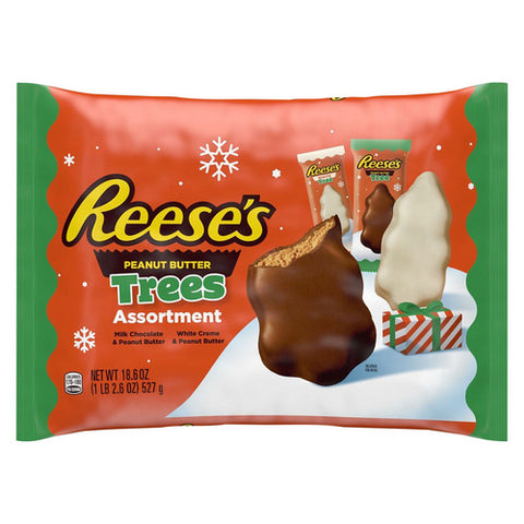 Reese's, Assorted Milk Chocolate White Creme Peanut Butter Trees Candy Christmas, 18.6 Oz (Case Of 12)