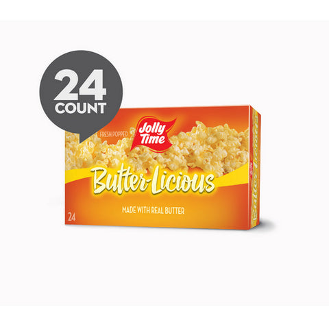 Jollytime, Butter Licious Original Buttery Microwave Snack Gluten Free With Real Buttered Corn Homestyle, 24 Count