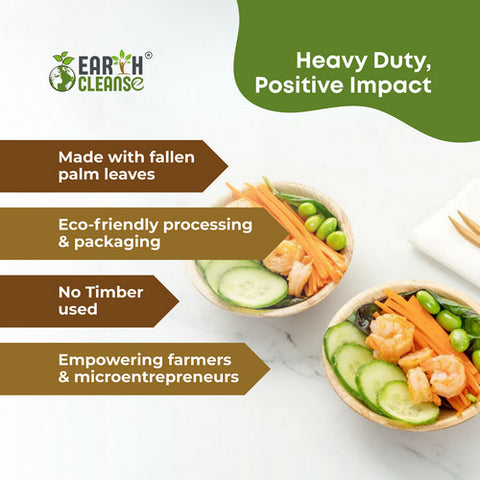 Earth Cleanse, Areca Palm Leaf Round Bowls 5-Inch, Pack of 450