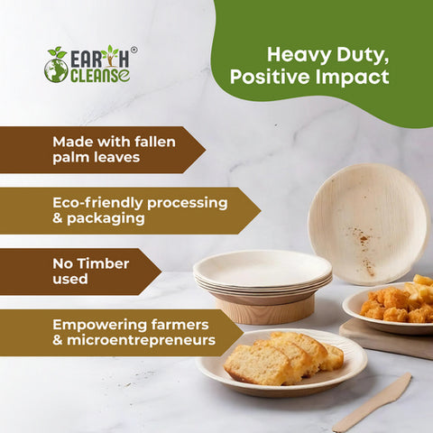 Earth Cleanse, Areca Palm Leaf Round Plates 10 Inches, Pack of 200