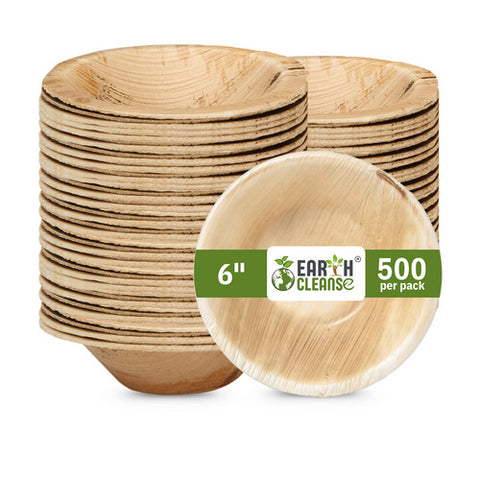 Earth Cleanse, Areca Palm Leaf Bowls Round 6-Inch, Pack of 500