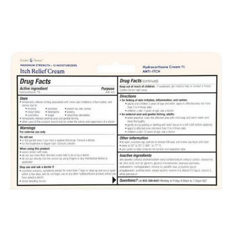 Foster And Thrive, Maximum Strength + 12 Moisturizers Itch Relief Cream, 1 Oz
