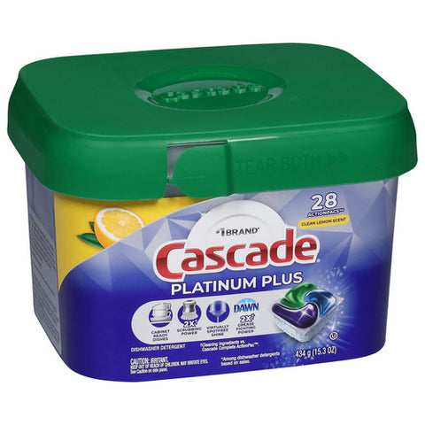 Cascade, Cascade Platinum Plus Dishwasher Pods Lemon, 28 Count (Case Of 6)