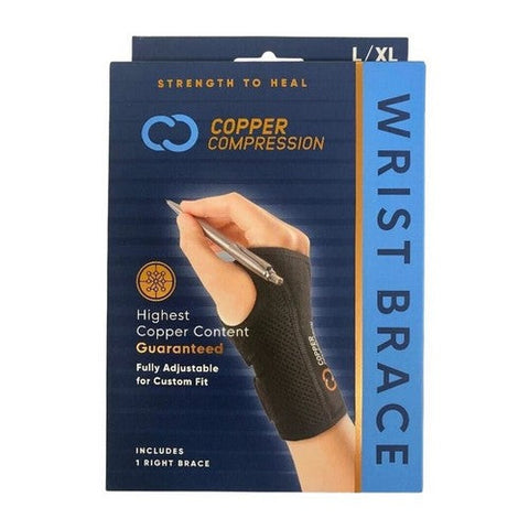 Copper Compression, Wrist Brace Fits Right Hand Large And X-Large, 1 Count Copper Compression
