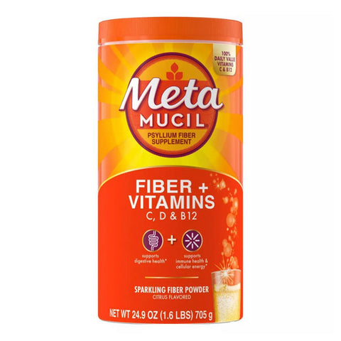 Metamucil, Fiber + Vitamins C D & B12 Sparkling Powder Citrus, 24.9 Oz